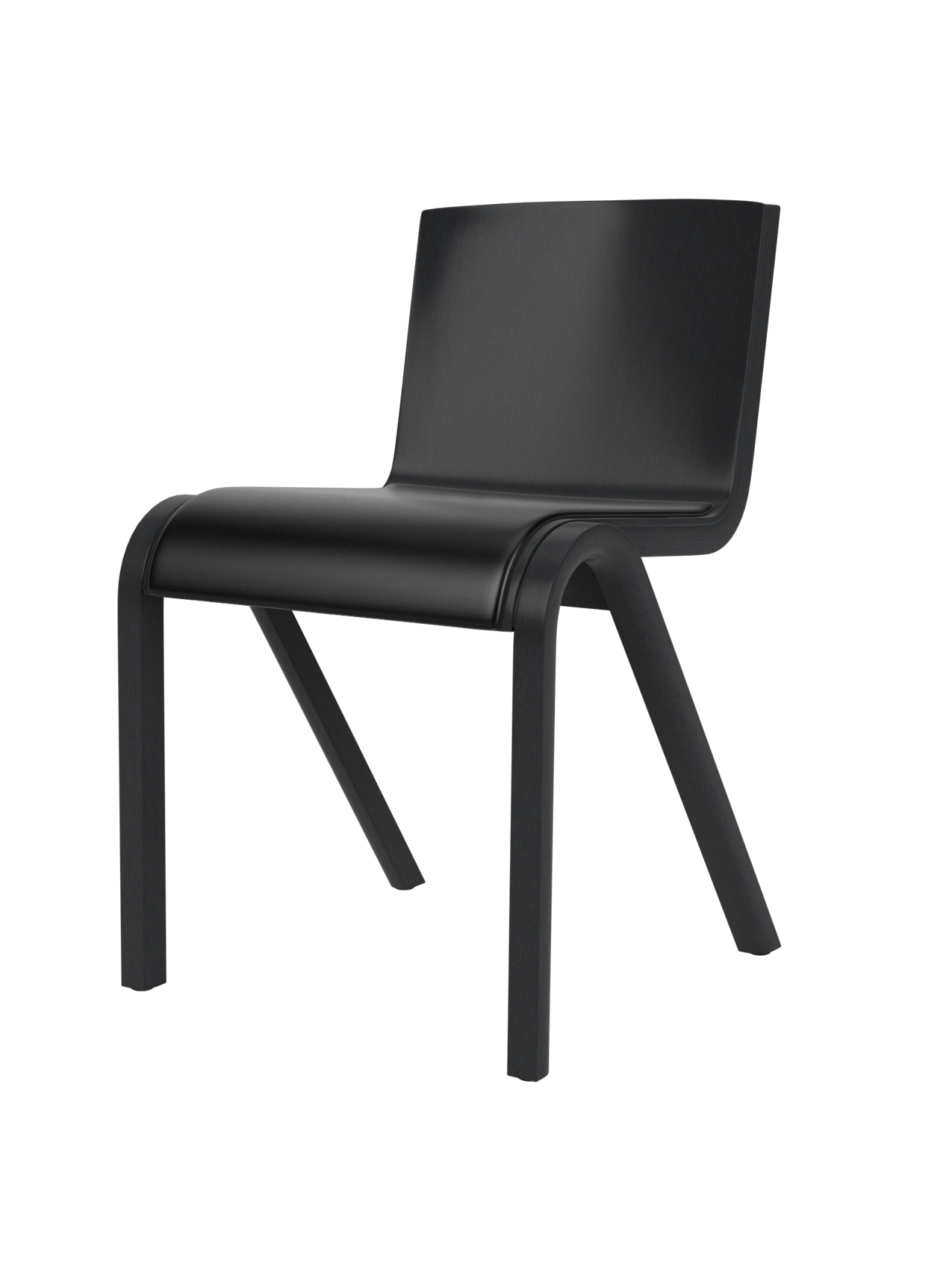 Chaise de salle à manger en placage de chêne scandinave avec assise rembourrée et design empilable en porte-à-faux pour salle à manger