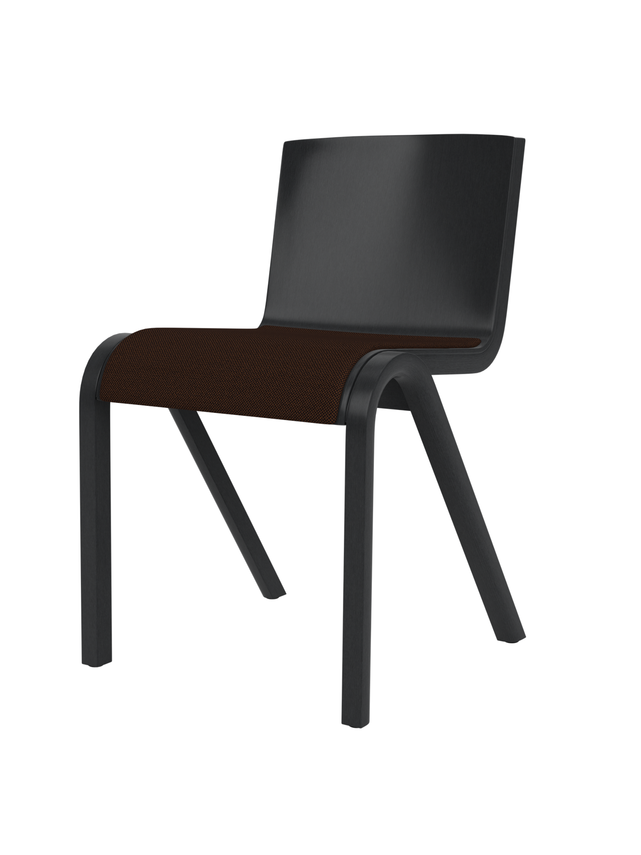 Chaise de salle à manger en placage de chêne scandinave avec assise rembourrée et design empilable en porte-à-faux pour salle à manger