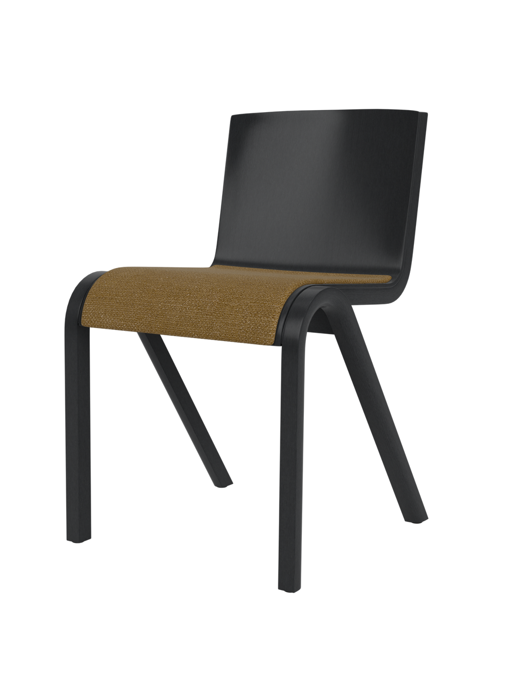 Chaise de salle à manger en placage de chêne scandinave avec assise rembourrée et design empilable en porte-à-faux pour salle à manger