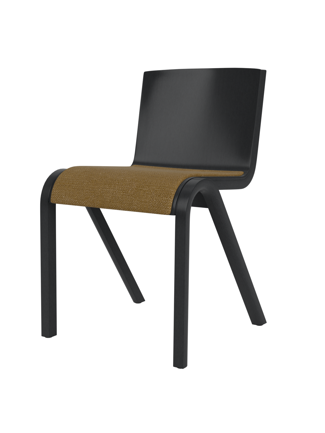 Chaise de salle à manger en placage de chêne scandinave avec assise rembourrée et design empilable en porte-à-faux pour salle à manger