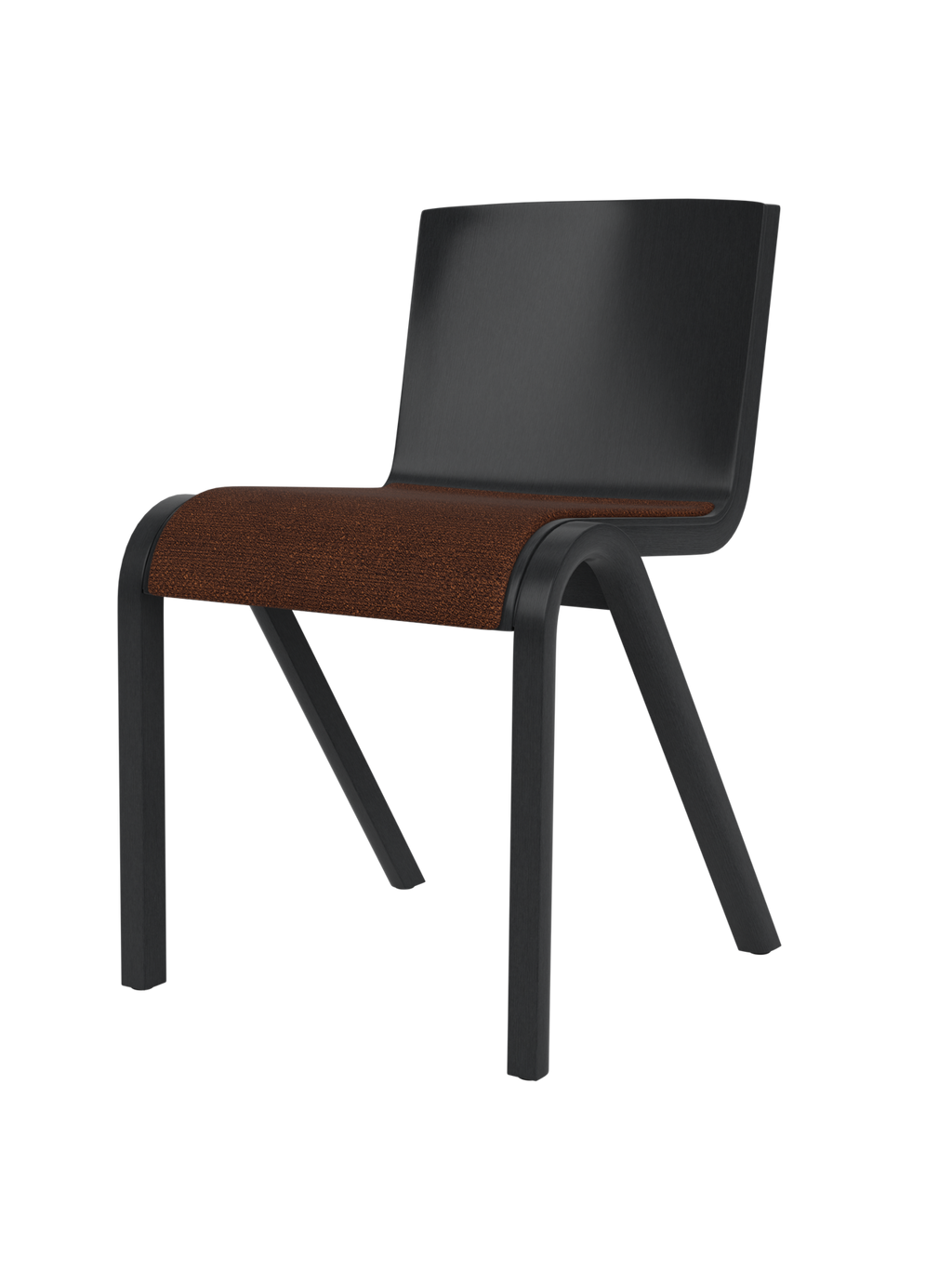 Chaise de salle à manger en placage de chêne scandinave avec assise rembourrée et design empilable en porte-à-faux pour salle à manger