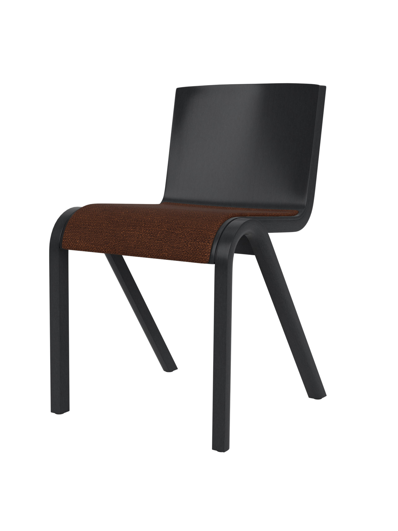 Chaise de salle à manger en placage de chêne scandinave avec assise rembourrée et design empilable en porte-à-faux pour salle à manger