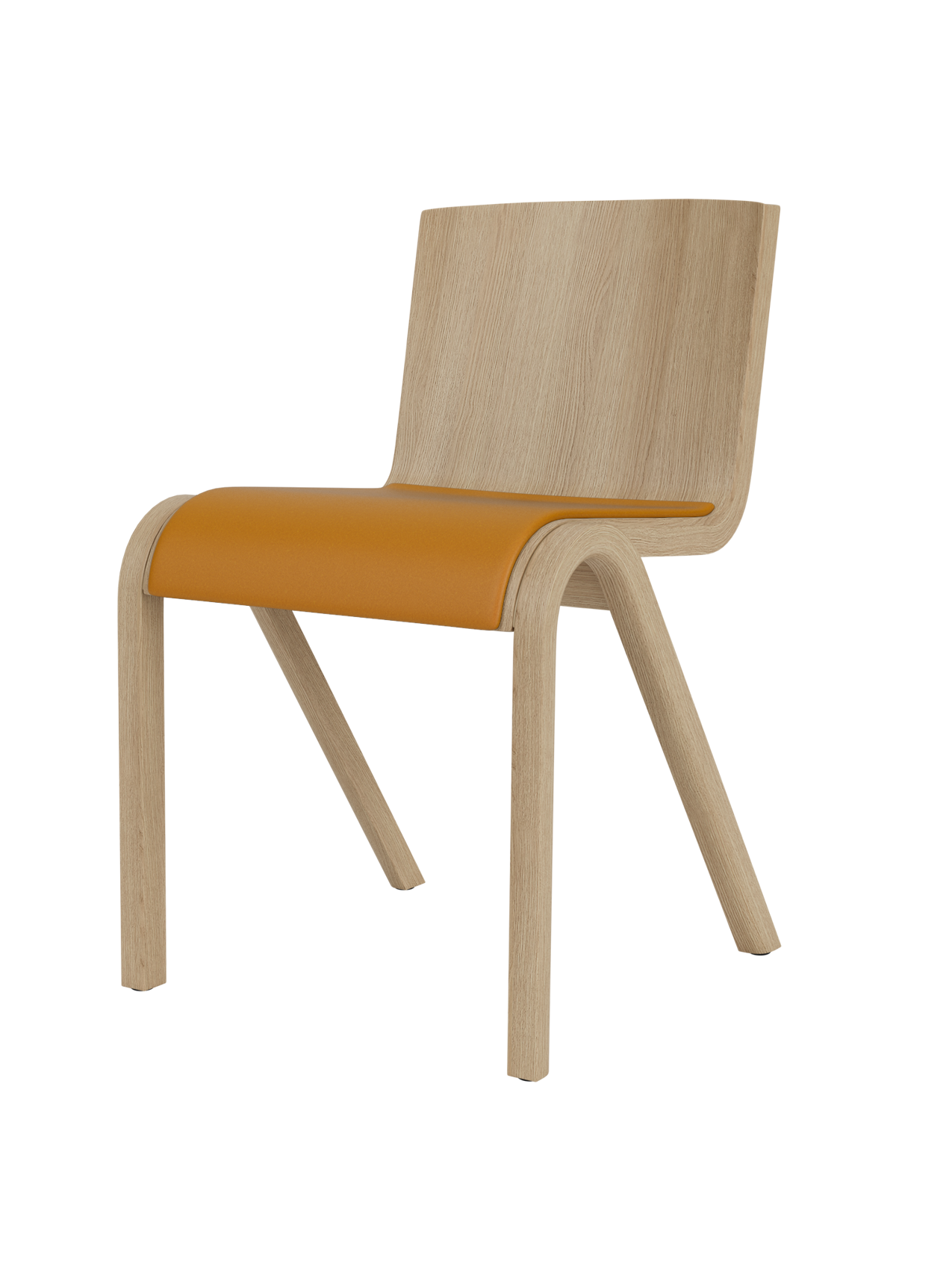 Chaise de salle à manger en placage de chêne scandinave avec assise rembourrée et design empilable en porte-à-faux pour salle à manger