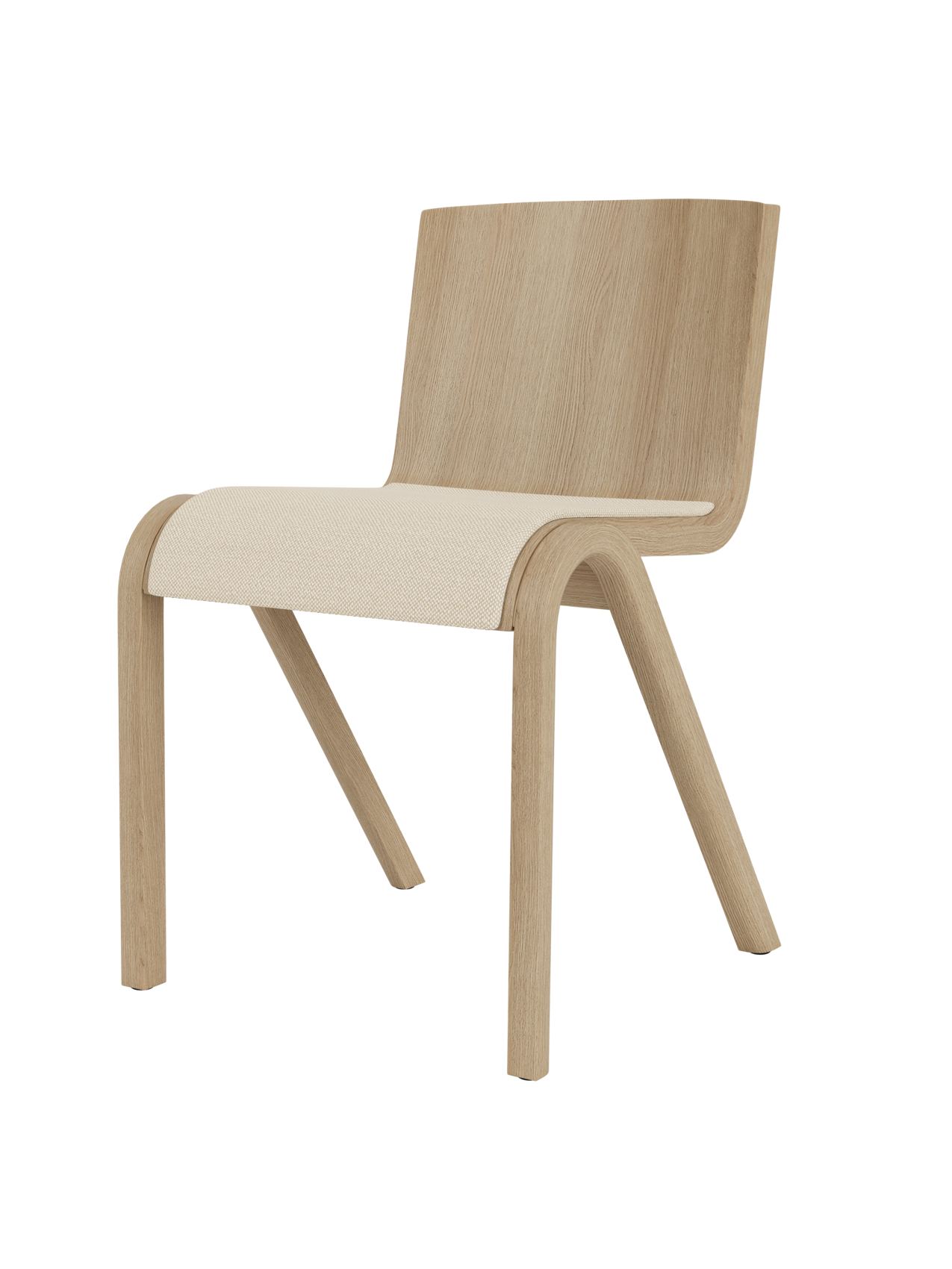 Chaise de salle à manger en placage de chêne scandinave avec assise rembourrée et design empilable en porte-à-faux pour salle à manger