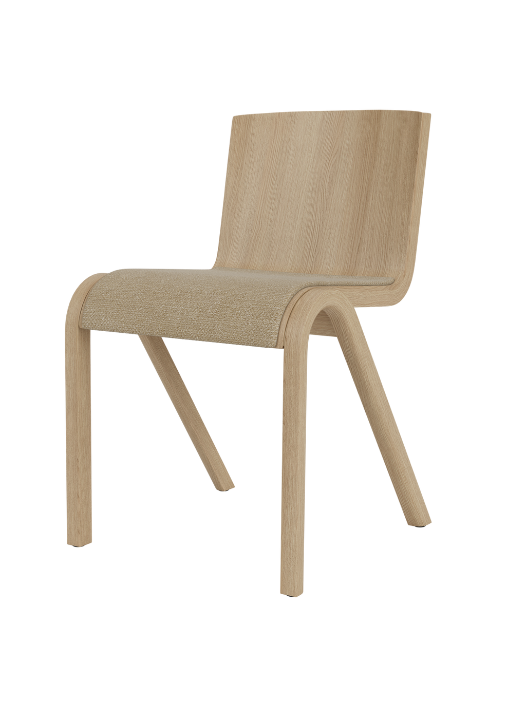 Chaise de salle à manger en placage de chêne scandinave avec assise rembourrée et design empilable en porte-à-faux pour salle à manger