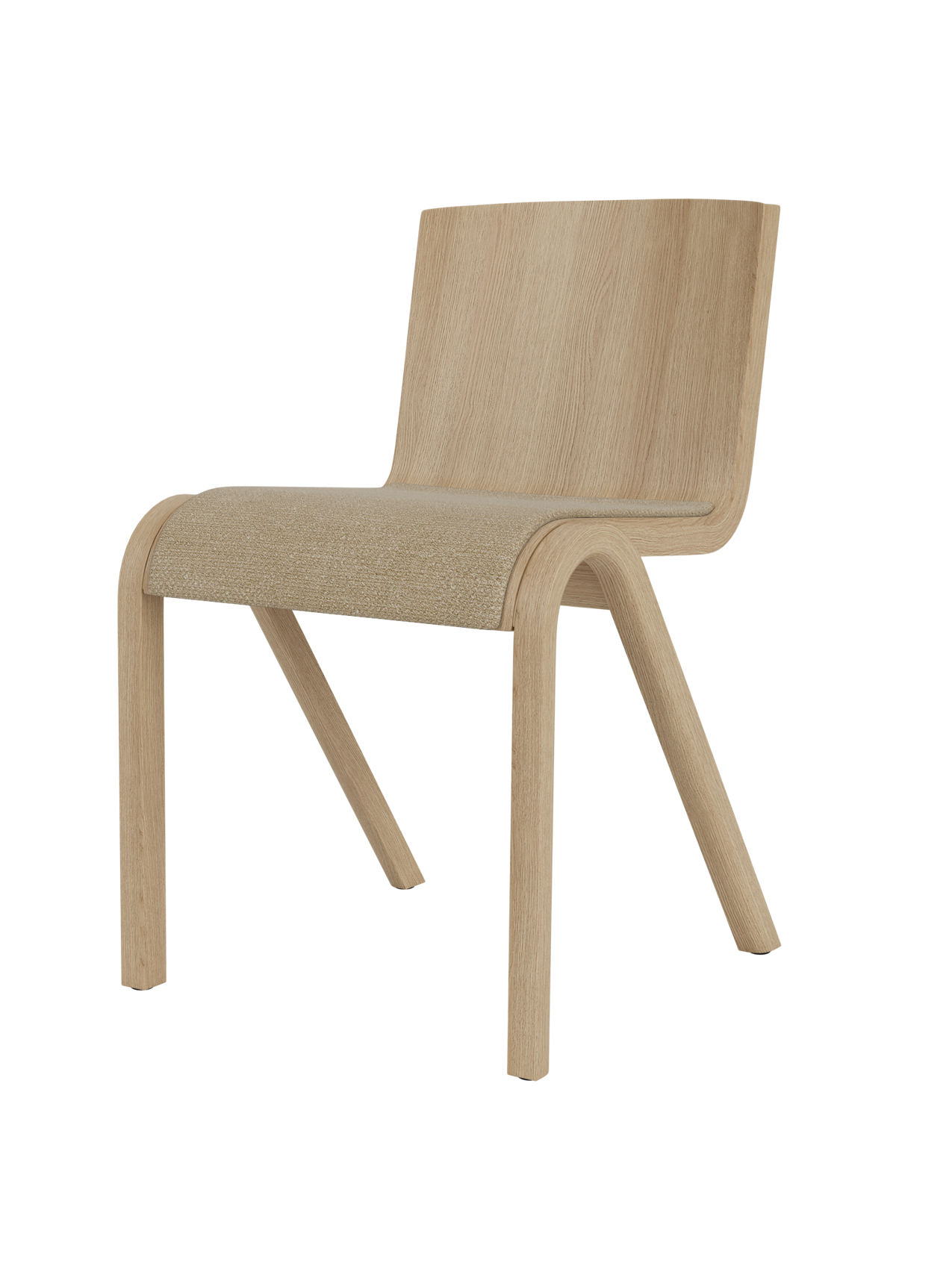 Chaise de salle à manger en placage de chêne scandinave avec assise rembourrée et design empilable en porte-à-faux pour salle à manger