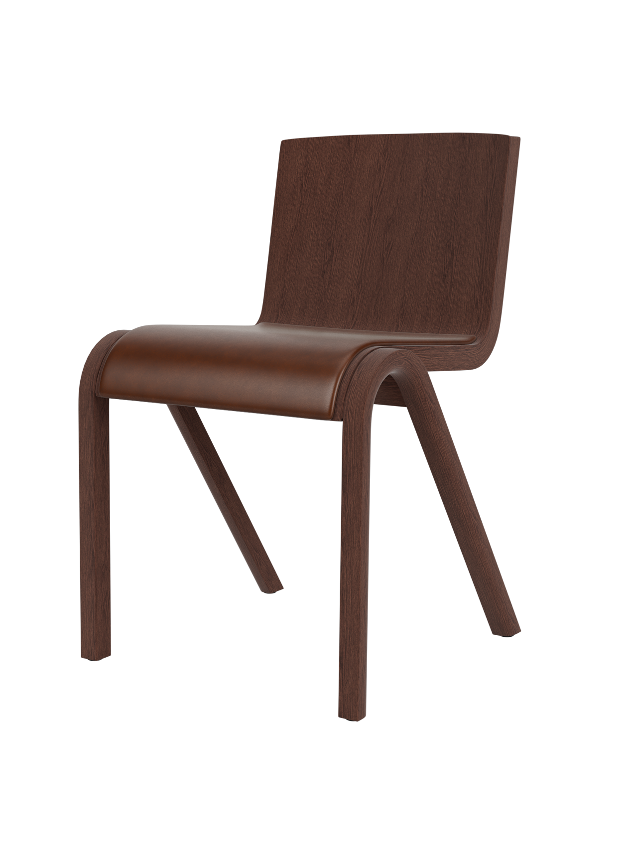 Chaise de salle à manger en placage de chêne scandinave avec assise rembourrée et design empilable en porte-à-faux pour salle à manger