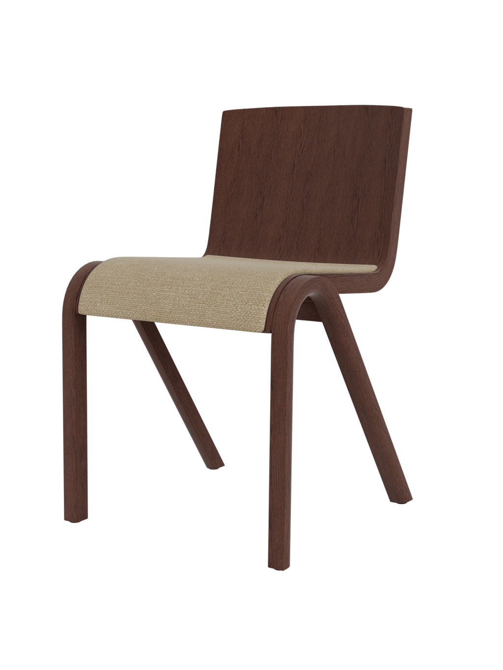 Chaise de salle à manger en placage de chêne scandinave avec assise rembourrée et design empilable en porte-à-faux pour salle à manger